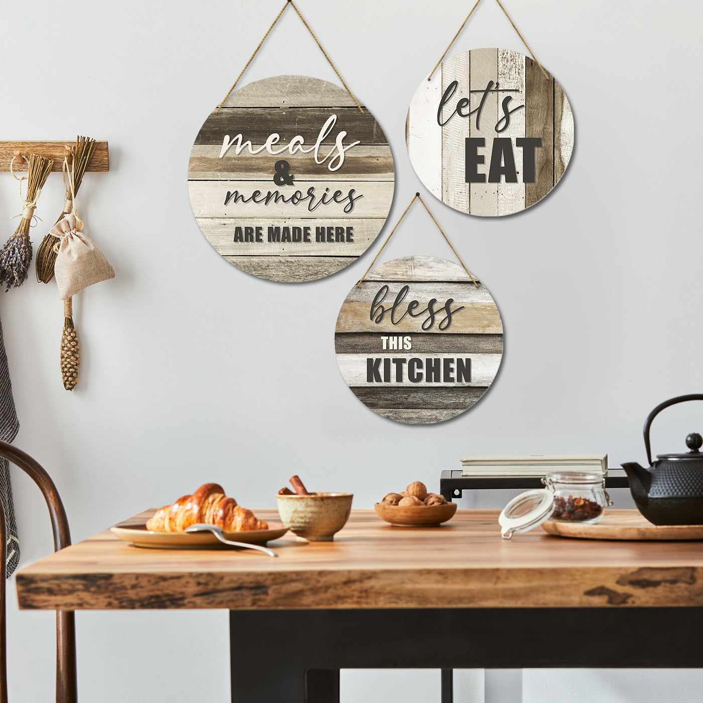 Eat Drink Love Kitchen Wall Hangings - MDF Wood Kitchen Signs for Wall Decor-Kotart