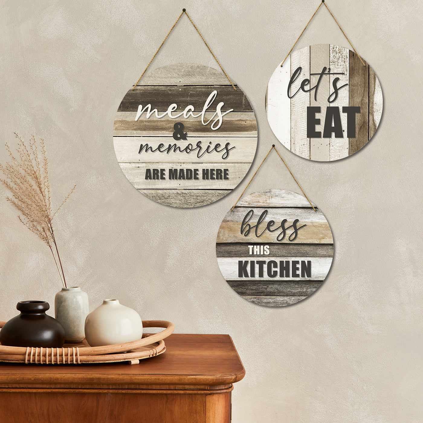 Eat Drink Love Kitchen Wall Hangings - MDF Wood Kitchen Signs for Wall Decor-Kotart
