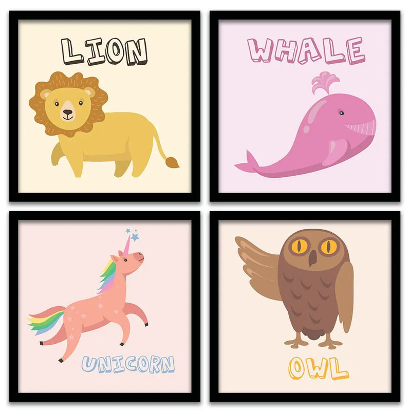 Educational Frames for Kids Room Wall Decor - Set of 4-Kotart