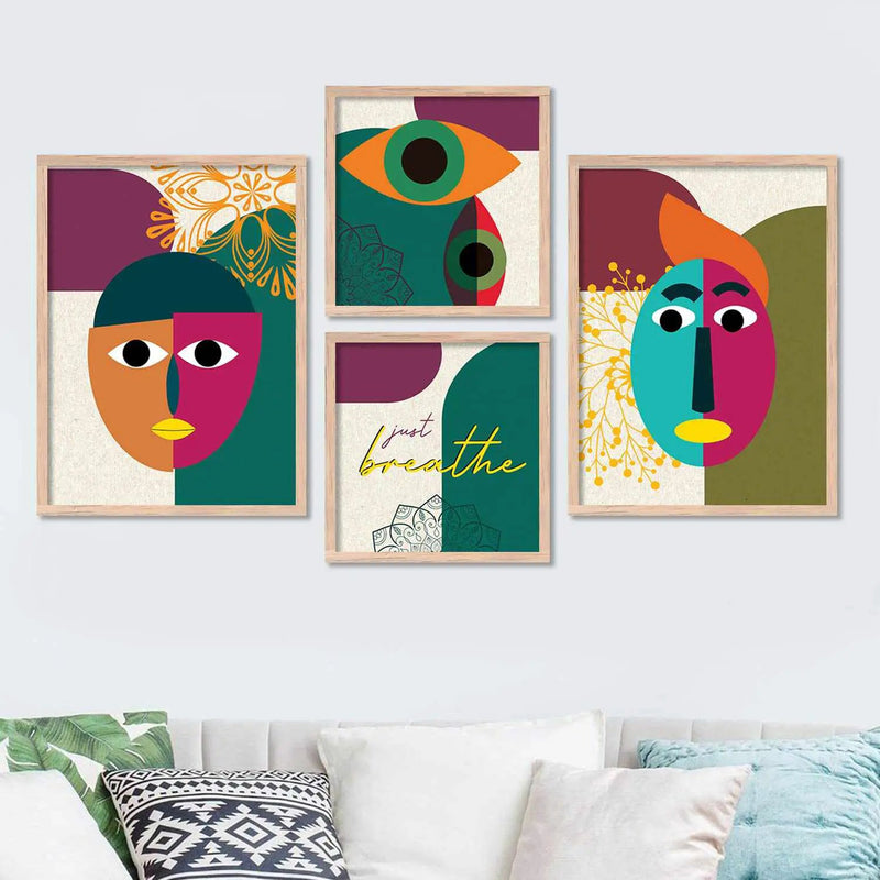 Elegent Wall Decor: Modern Art Paintings with Frame , Set of 4-Kotart