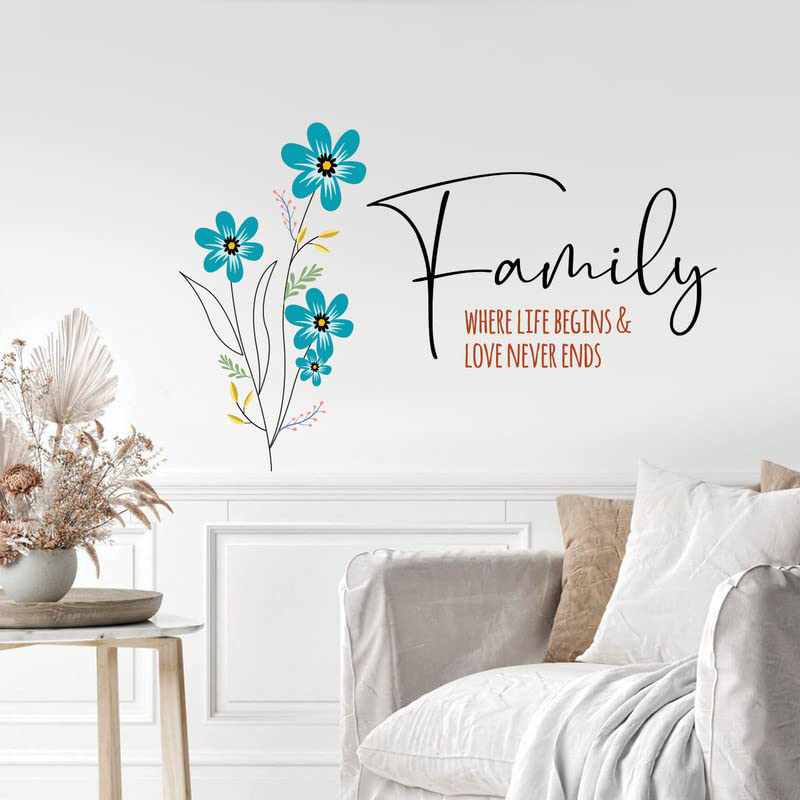 Family Quotes Vibrant Printed Vinyl Wall Stickers / Decals-Kotart