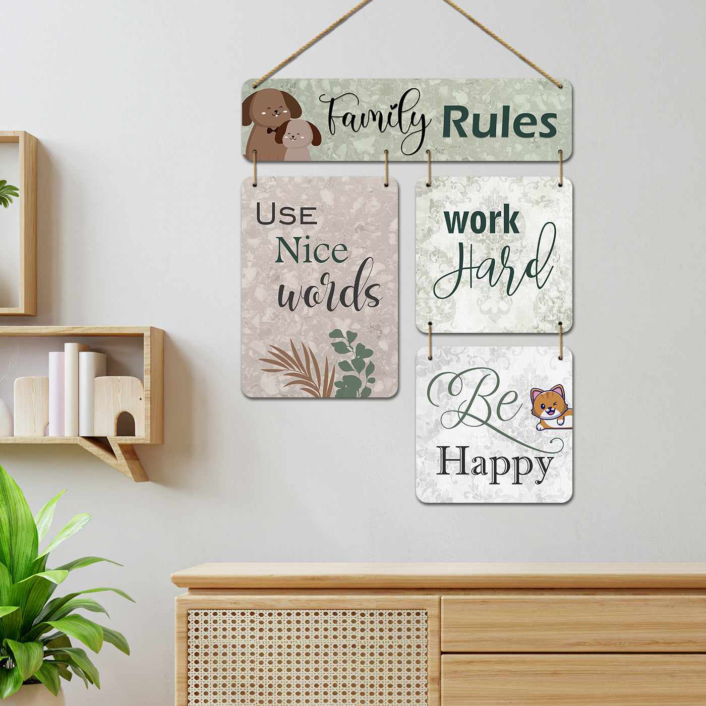 Family Rules MDF Wood Wall Hangings Decor for a Personalized Touch