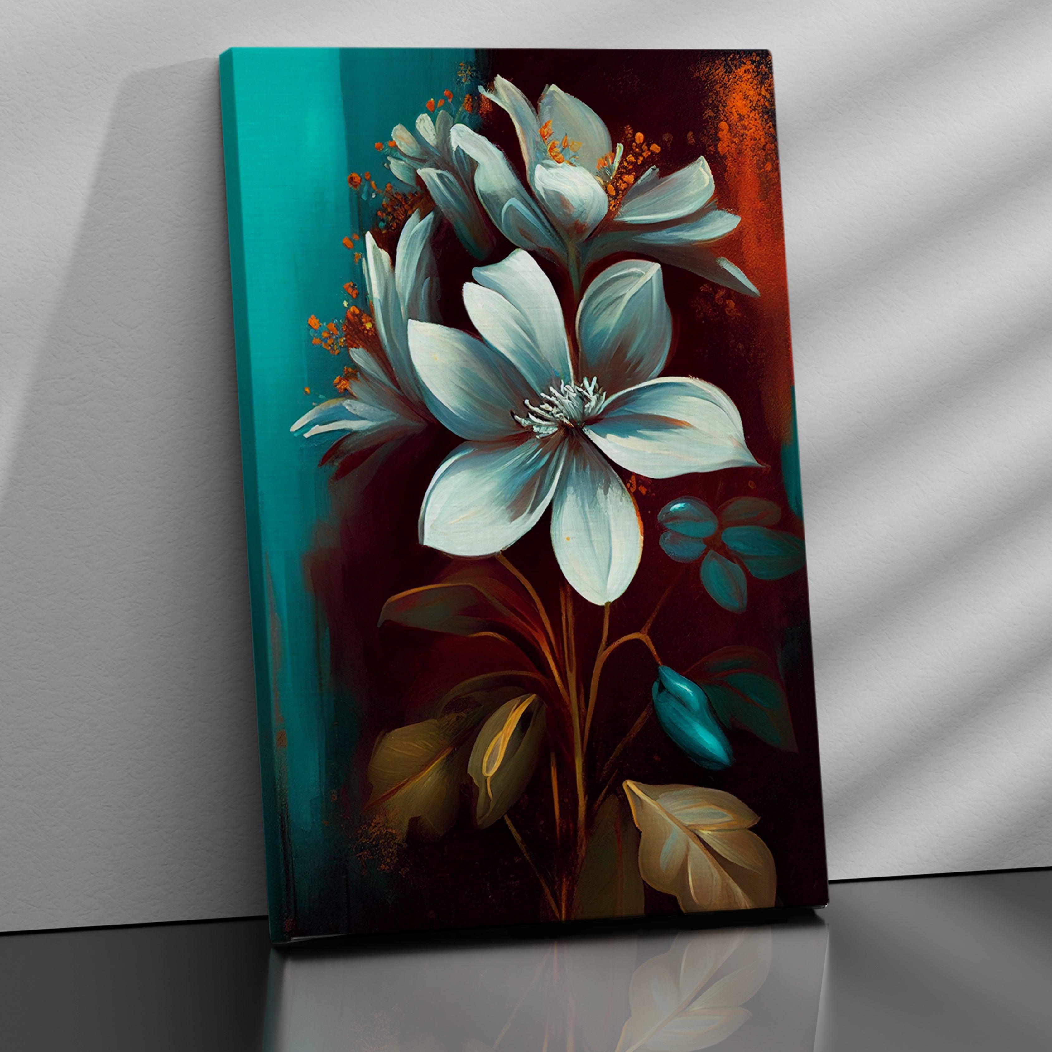 Floral Canvas Painting for Home and Office Wall Decor - Modern Art