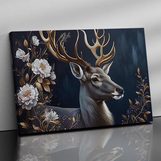 Floral Deer Painting - Modern Abstract Art Paintings for Living Room Bedroom Wall Decor-Kotart