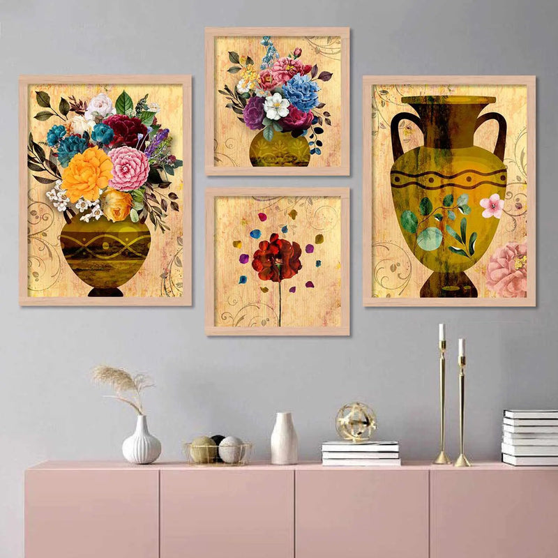 Floral Fascination - Flower Theme Art Posters with Frame for Living Room Wall Decor-Kotart