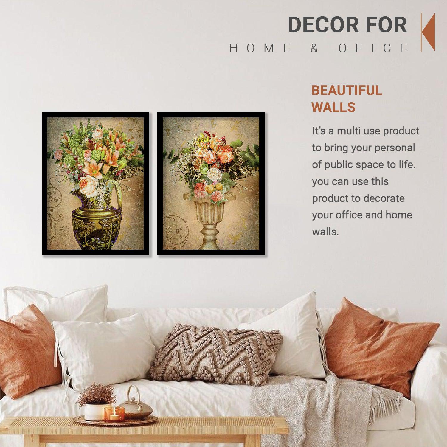 Floral Fever - Modern Flower Theme Wall Art Set with Frame-Kotart