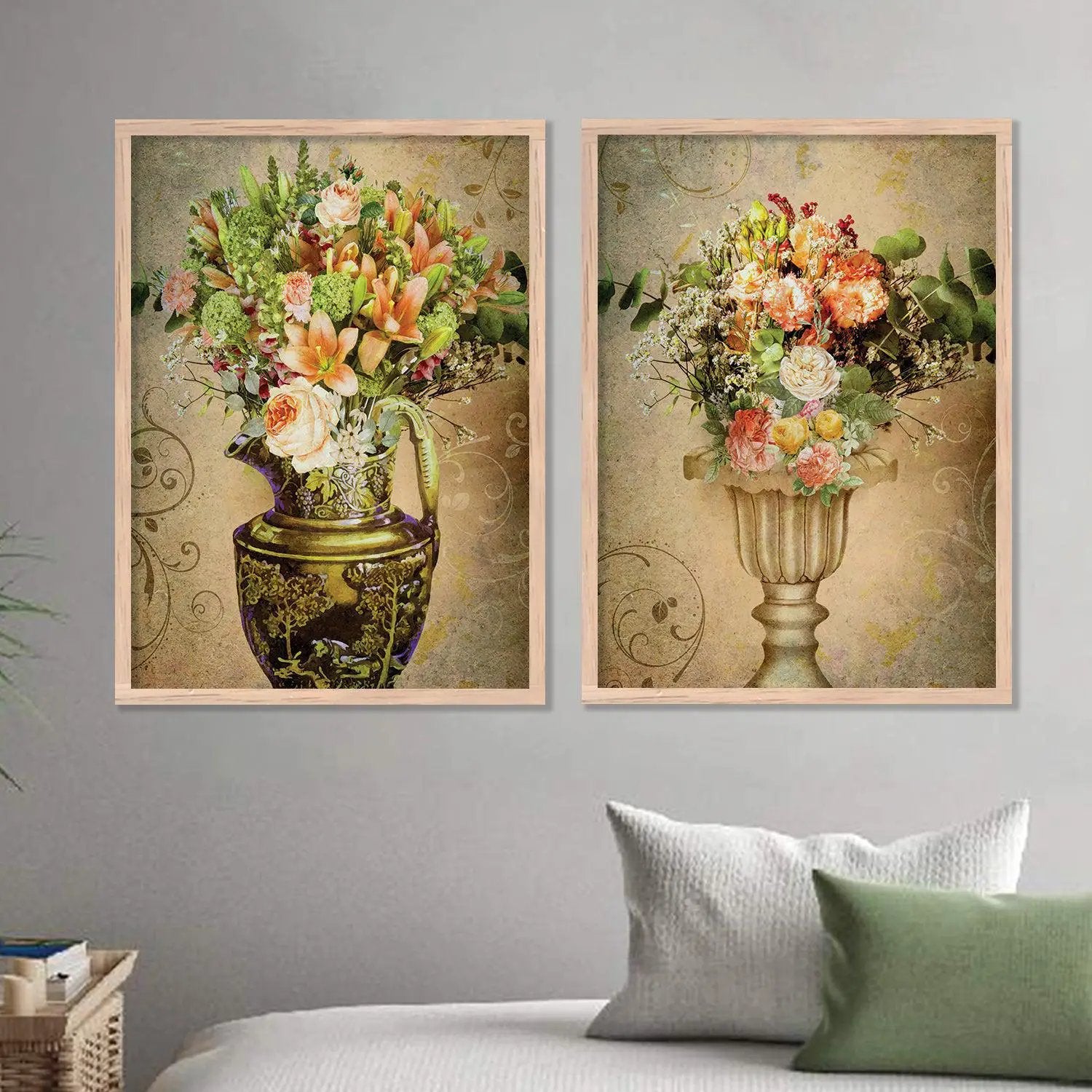 Floral Fever - Modern Flower Theme Wall Art Set with Frame by Kotart store