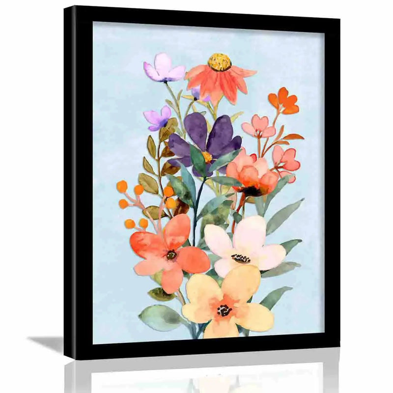 Floral Theme Wall Decor with Frame for Living Room-Kotart