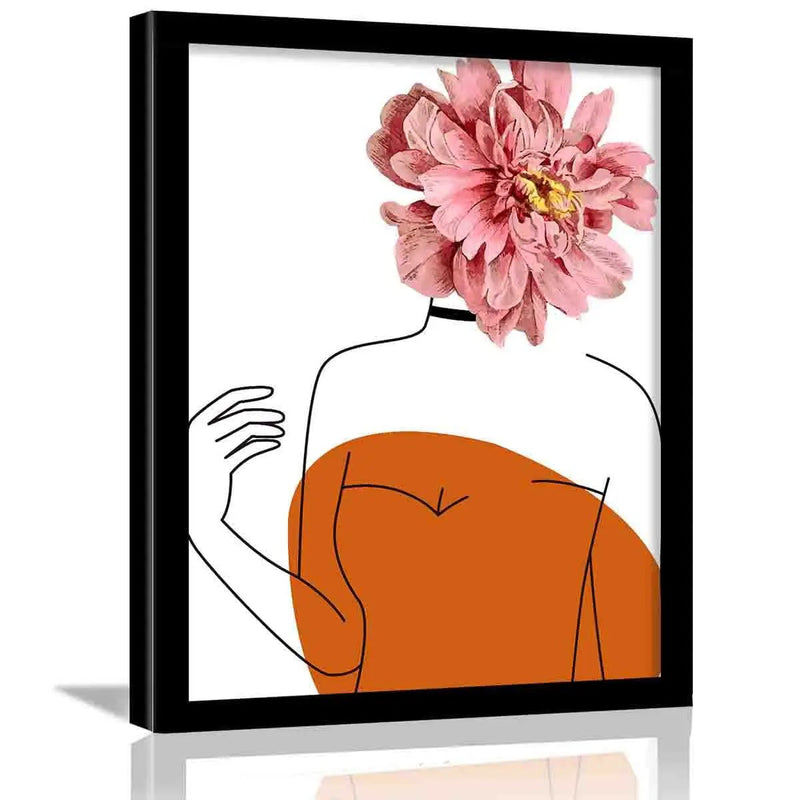 Flower Theme Wall Decor with Frame for Living Room-Kotart