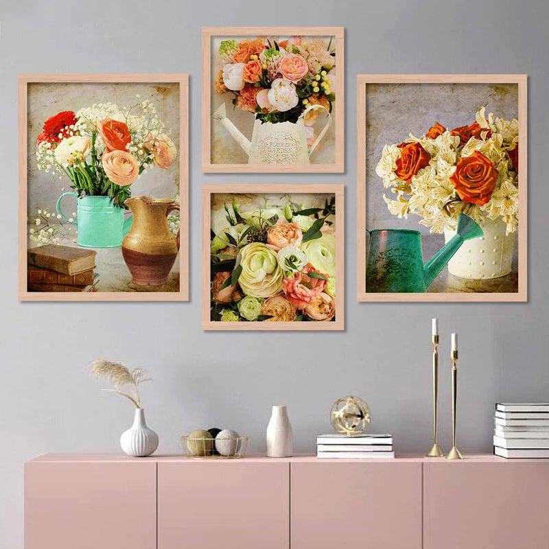 Flowery Fun - Floral Theme Abstract Art Prints for Living Room Decor-Kotart