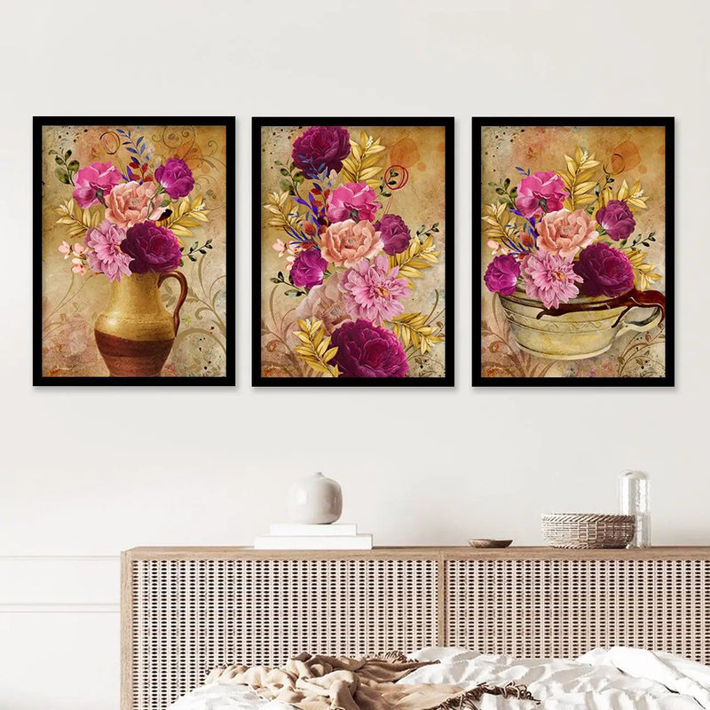 Framed Floral Fever - Contemporary Floral Theme Framed Wall Art-Kotart