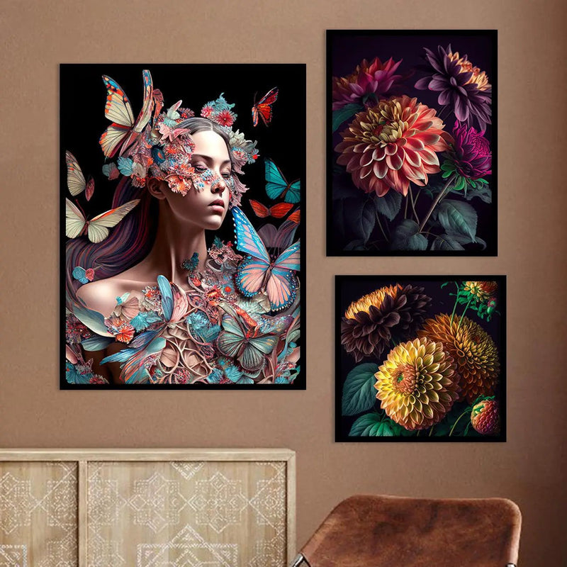 Framed Floral Inspired Modern Abstracts for Gallery Wall Decor-Kotart