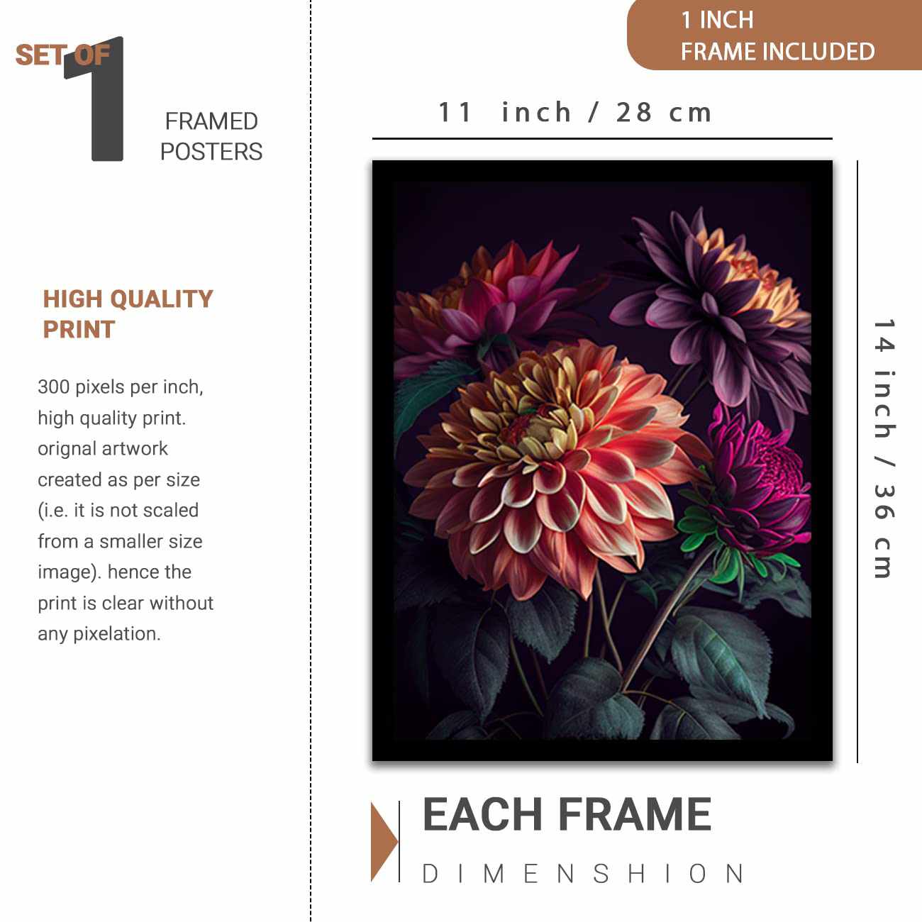 Framed Modern Abstract Floral Prints for Gallery Wall Display-Kotart