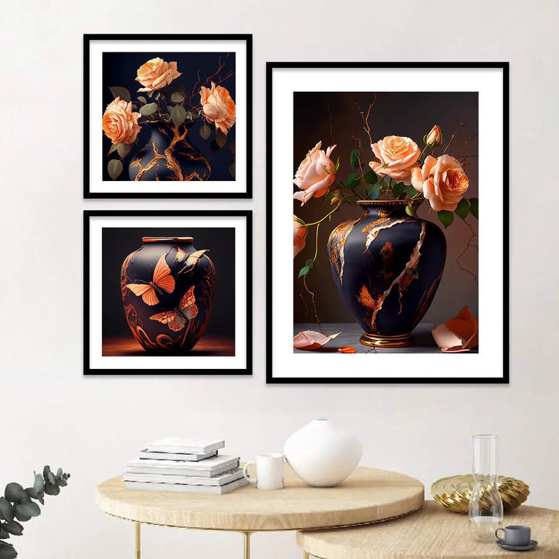 Framed Modern Abstract Floral Prints for Gallery Wall Display - Floral Paintings with Frame-Kotart