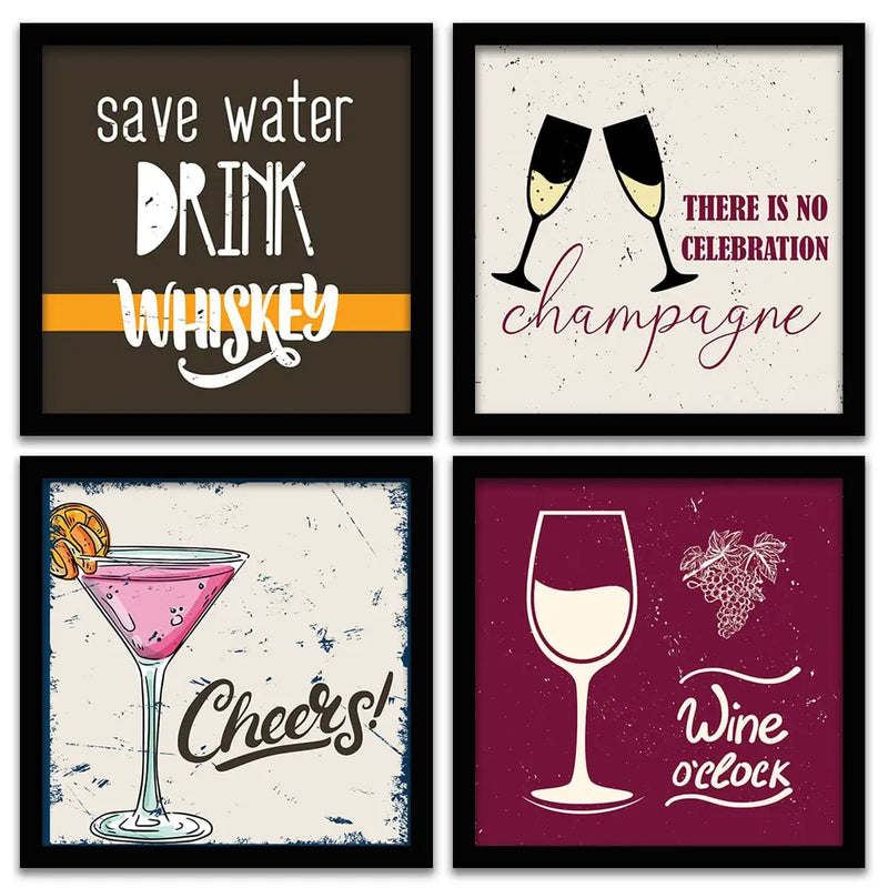 Framed Wall Posters Combo for Bar Kitchen Restaurant Wall Decor-Kotart