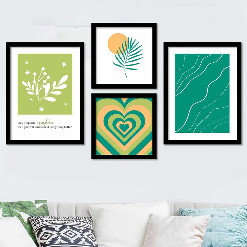 Fresh Green: Modern Art Paintings with Frame , Set of 4-Kotart