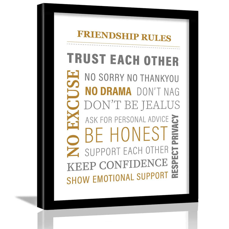 Friendship Rules Wall Poster for Home Living Room Wall Decor by Kotart store