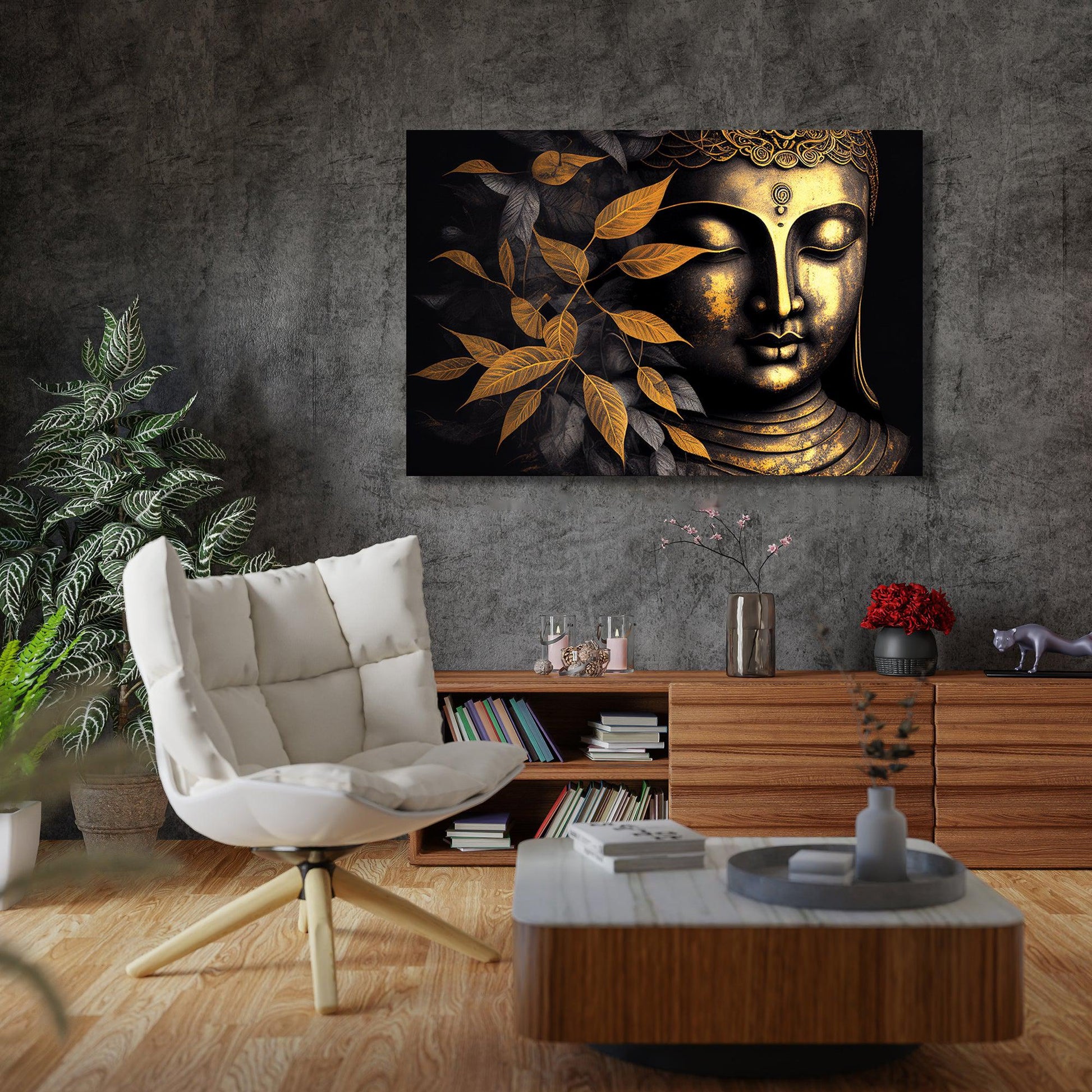 Golden Buddha Canvas Painting - Large Canvas Art for Home and Living R -  Kotart