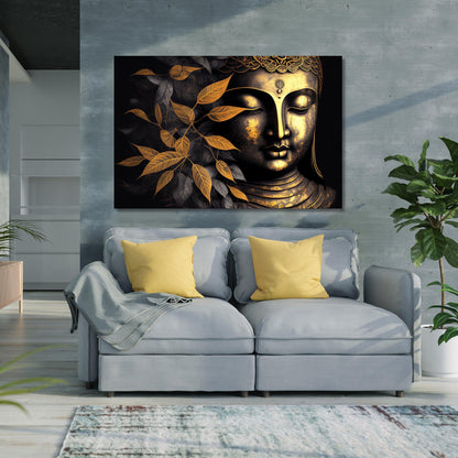 Golden Buddha Canvas Painting - Large Canvas Art for Home and Living Room Wall decor-Kotart