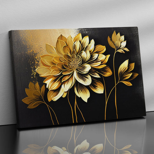 Golden Floral Art Painting for Wall Decor - Canvas Art for Living Room Bedroom Wall Decoration-Kotart