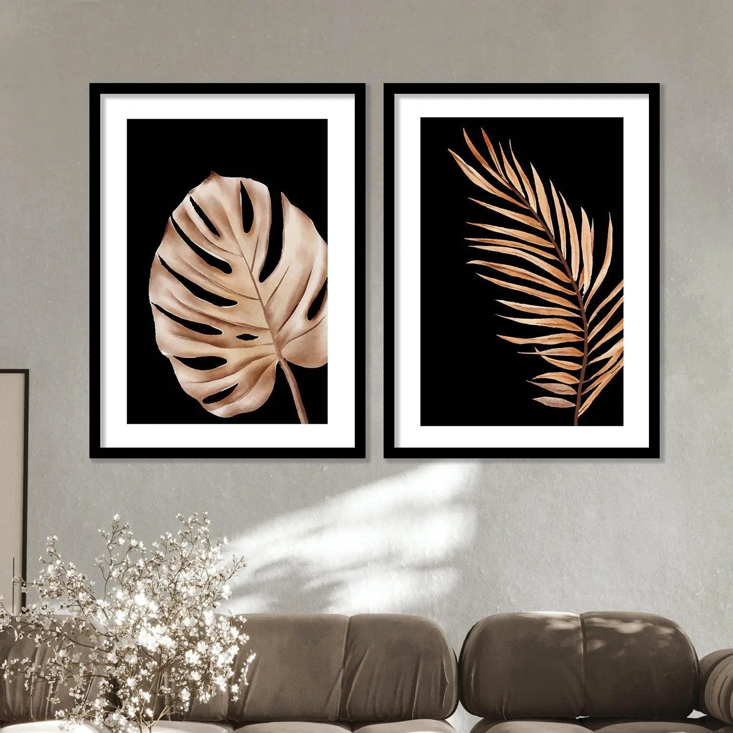 Golden Leaf Wall Frames Set of 2 – Kotart