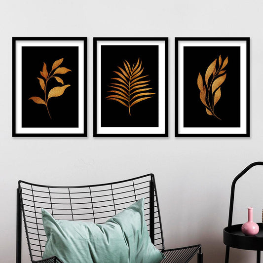 Golden Leaf Wall Posters with Frame-Kotart