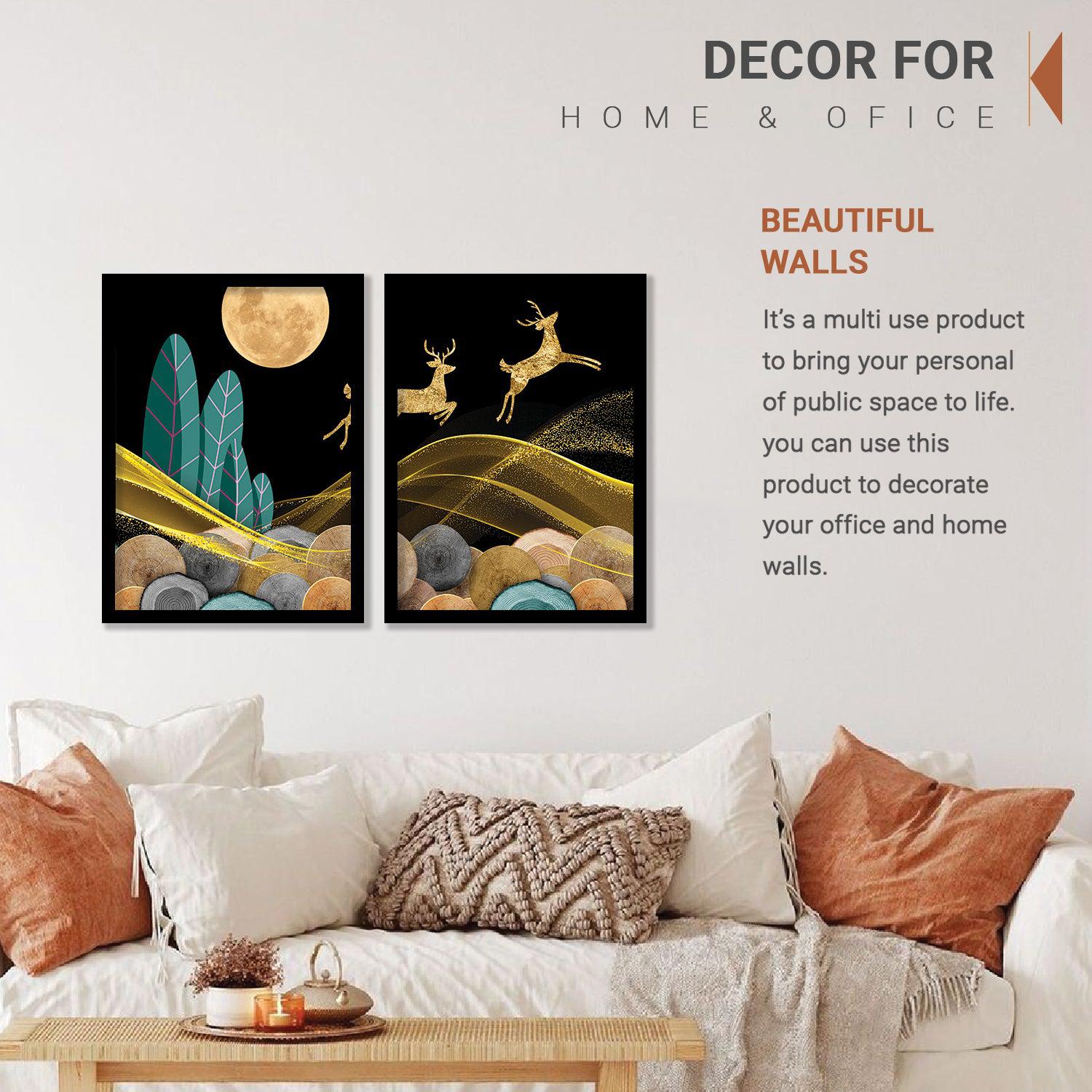 Golden Modern Art Frame Set - Timeless Pieces for Your Home or Office-Kotart