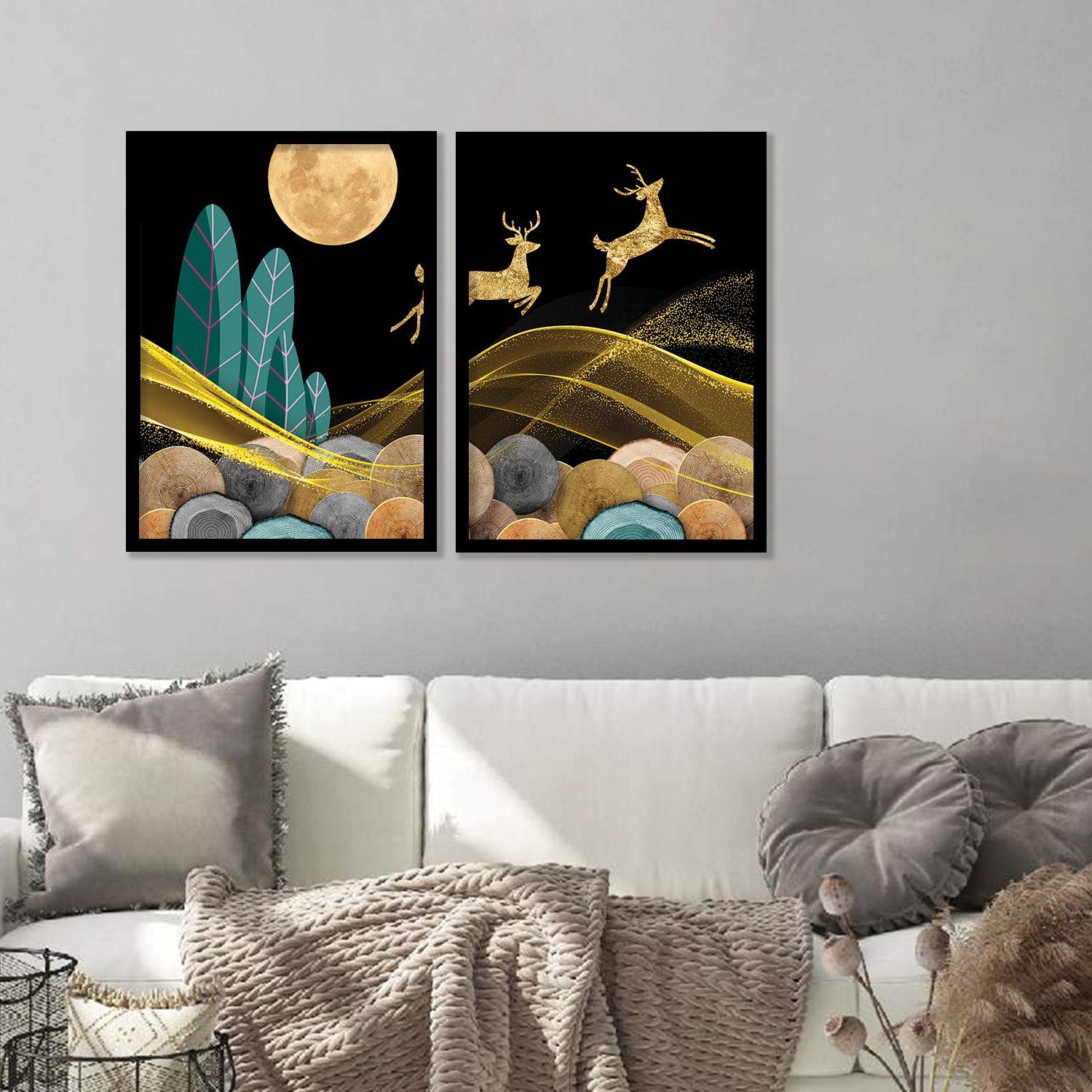 Golden Modern Art Frame Set - Timeless Pieces for Your Home or Office-Kotart