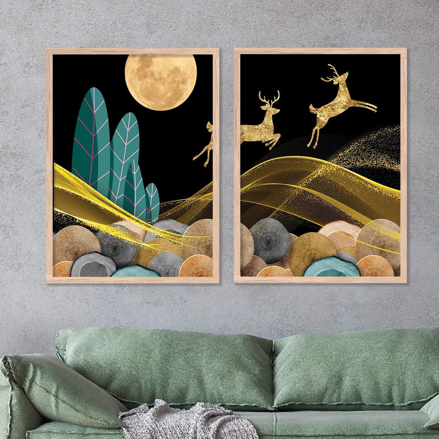 Golden Modern Art Frame Set - Timeless Pieces for Your Home or Office-Kotart