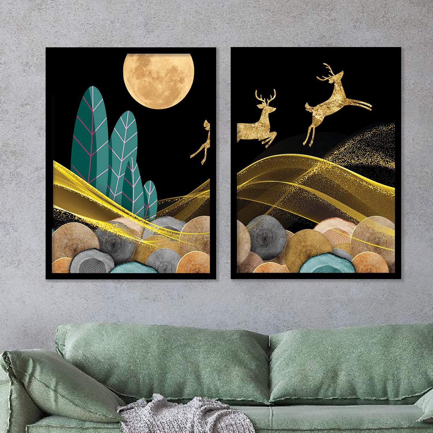 Golden Modern Art Frame Set - Timeless Pieces for Your Home or Office-Kotart