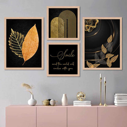 Golden Theme Modern Art Prints with Frame Wall Decor-Kotart
