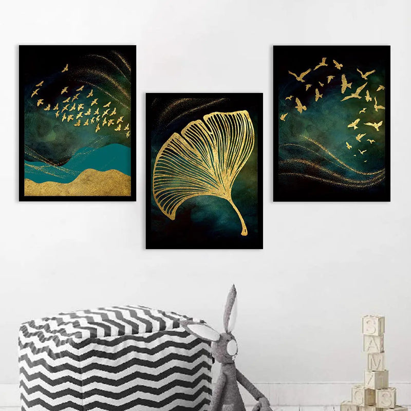Golden Wall Art Combos - Contemporary Art with a Touch of Luxury-Kotart