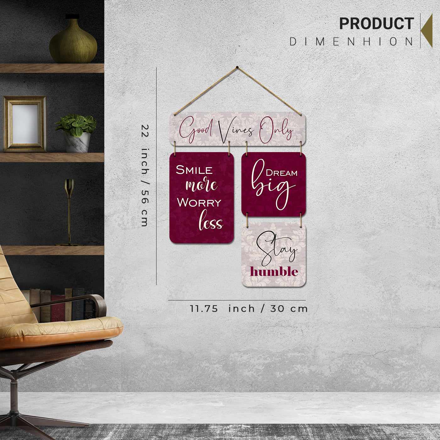 Good Vibes Only MDF Wood Wall Hanging for Living Room Bedroom Entryway Wall Decor-Kotart