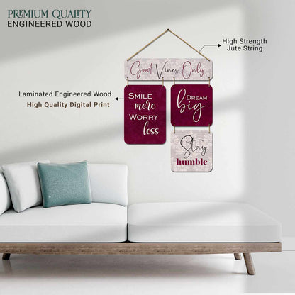 Good Vibes Only MDF Wood Wall Hanging for Living Room Bedroom Entryway Wall Decor-Kotart