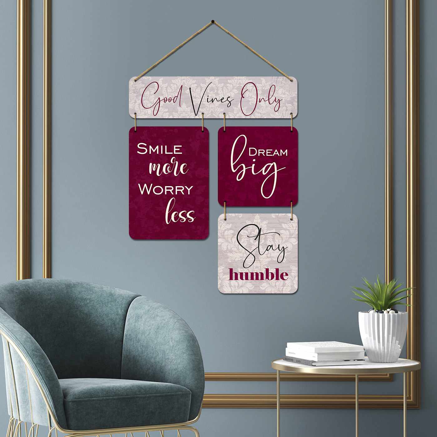 Good Vibes Only MDF Wood Wall Hanging for Living Room Bedroom Entryway Wall Decor-Kotart