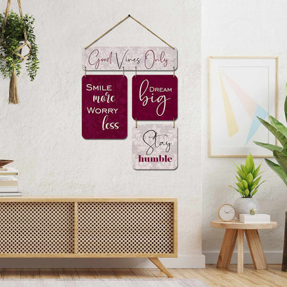 Good Vibes Only MDF Wood Wall Hanging for Living Room Bedroom Entryway Wall Decor-Kotart