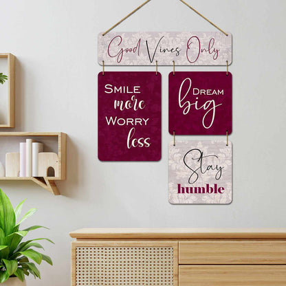 Good Vibes Only MDF Wood Wall Hanging for Living Room Bedroom Entryway Wall Decor-Kotart