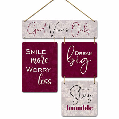 Good Vibes Only MDF Wood Wall Hanging for Living Room Bedroom Entryway Wall Decor-Kotart