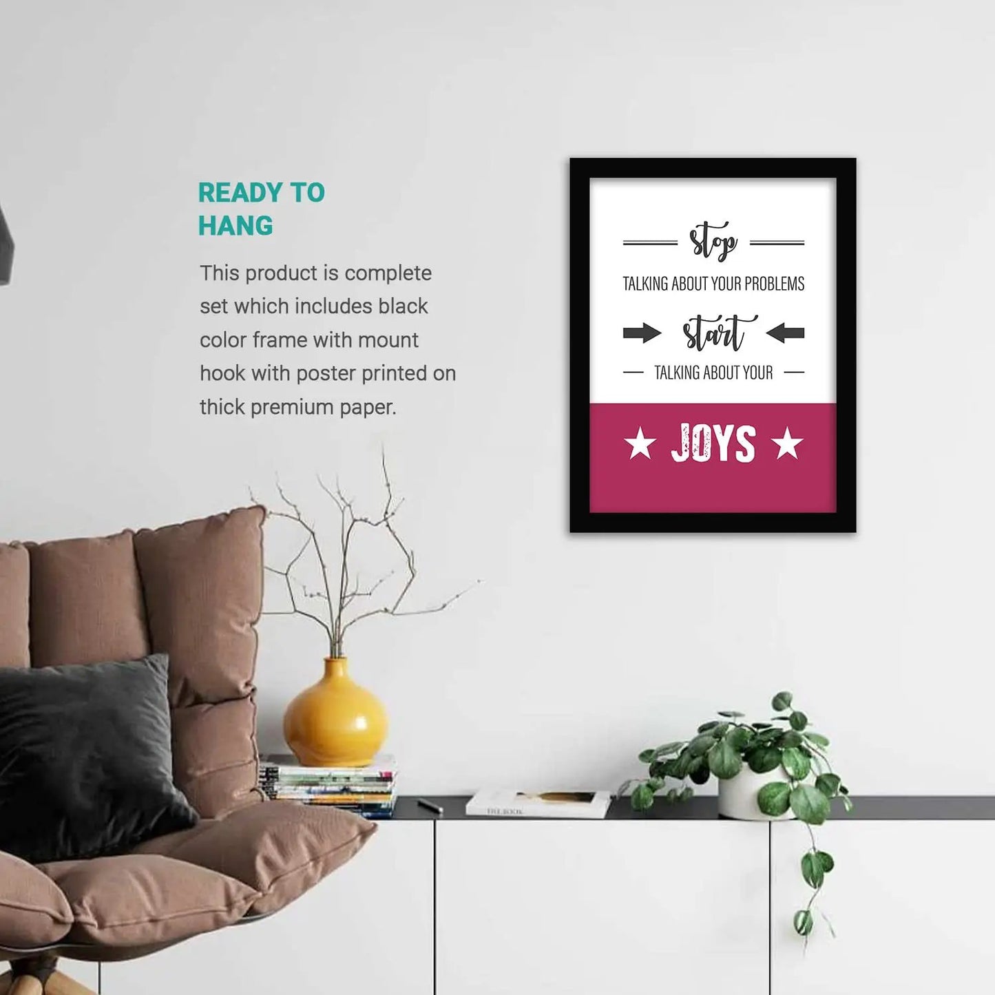 Inspirational Quotes Wall Posters with Frame for Home and Office Decor-Kotart