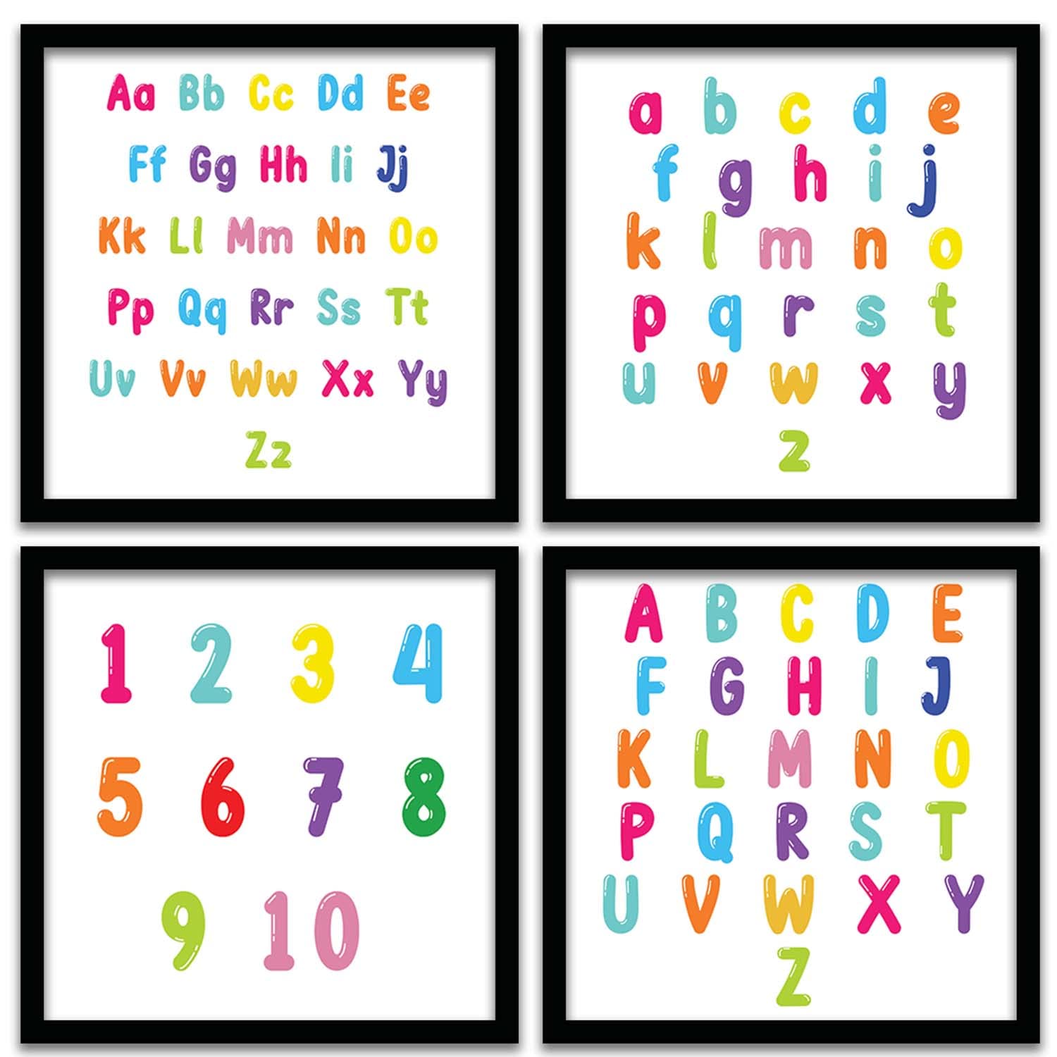 Kids Rooms Wall Decor Posters with Frame - Set of 4-Kotart