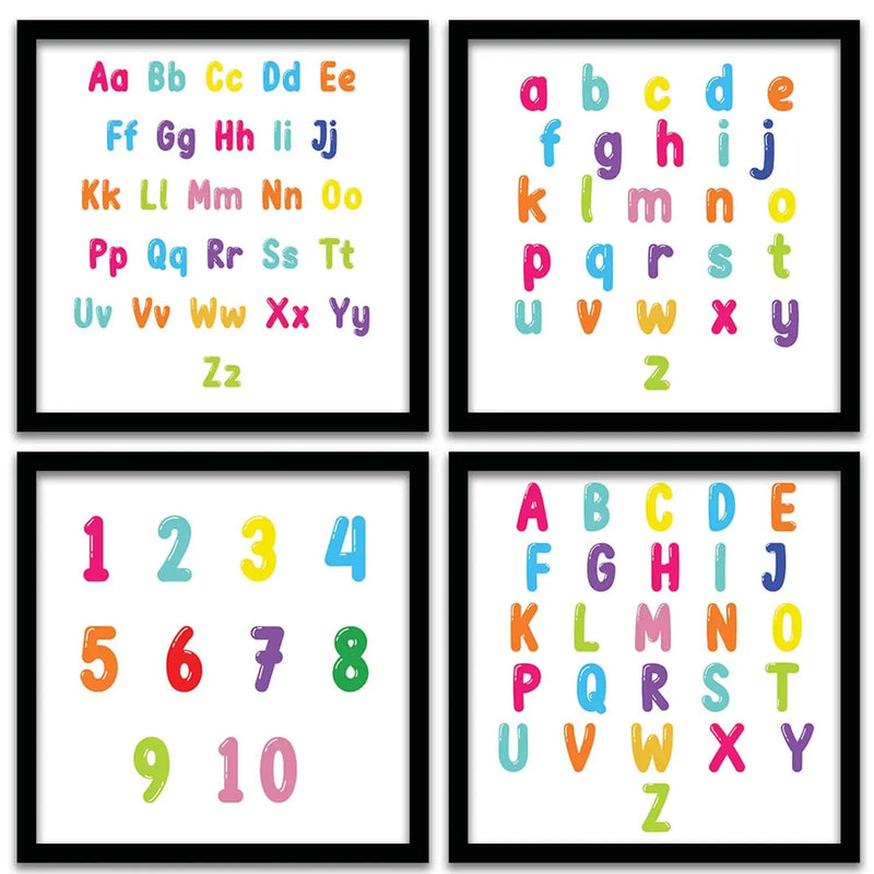 Kids Rooms Wall Decor Posters with Frame - Set of 4-Kotart