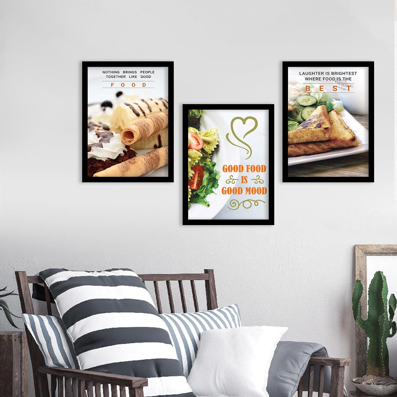 Kitchen Quotes Framed Wall Posters with Frame for Restaurant Bar Wall Decor-Kotart