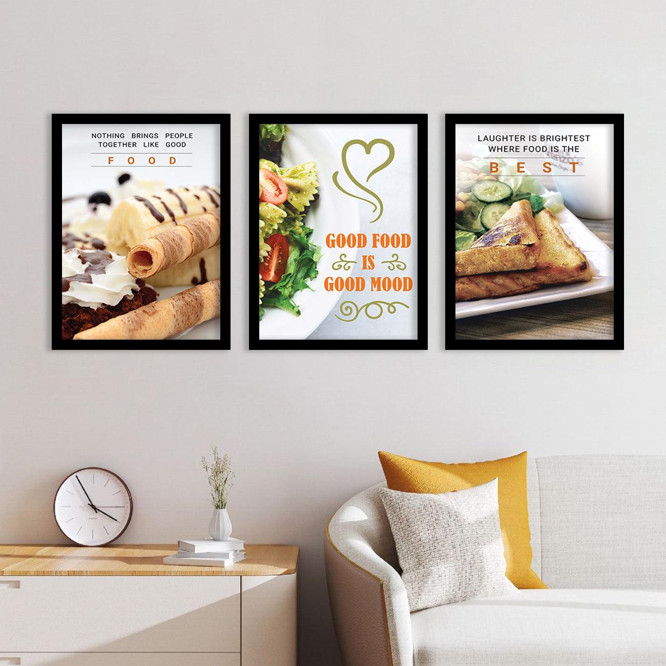 Kitchen Quotes Framed Wall Posters with Frame for Restaurant Bar Wall Decor-Kotart