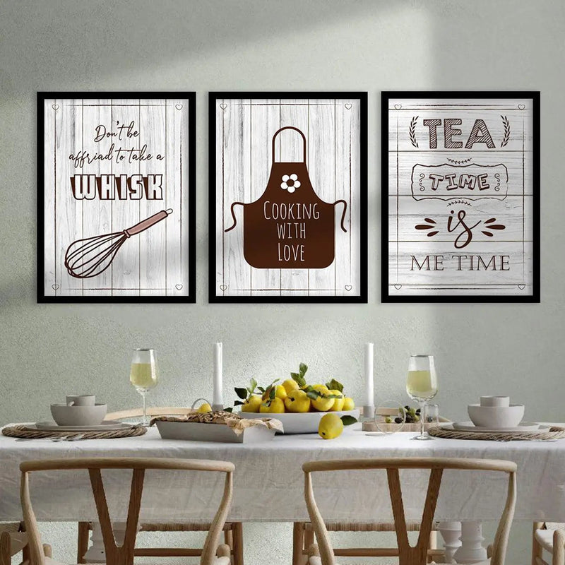 Kitchen Quotes Framed Wall Posters with Frame for Restaurant Bar Wall Decor - Wall Frames Set of Kitchen-Kotart