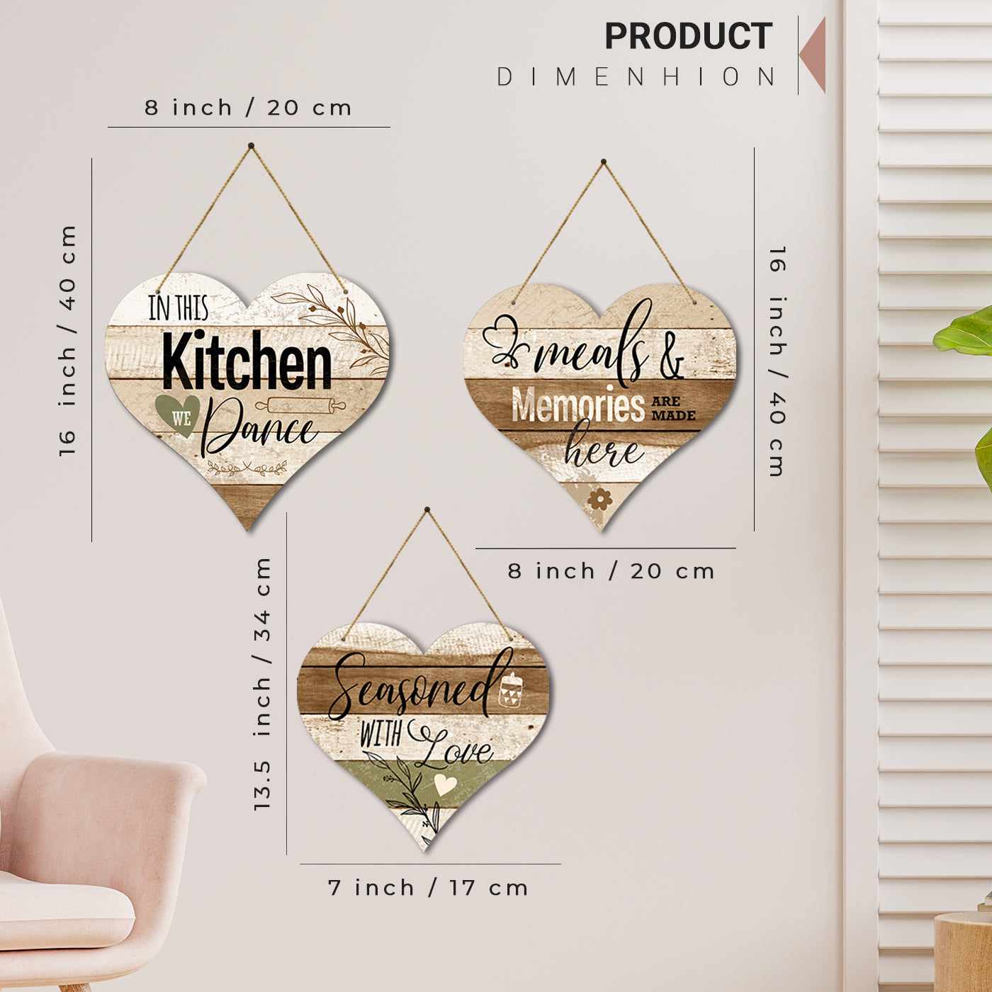 Kitchen Sign MDF Wood Wall Hanging for Kitchen and Restaurant Wall