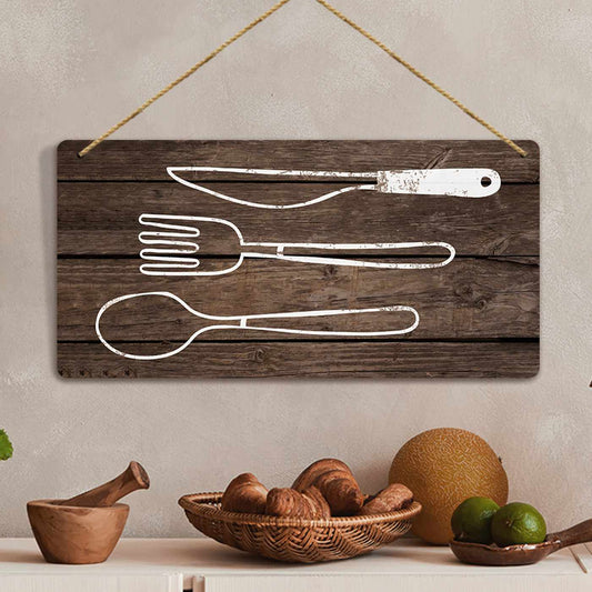 Kitchen Sign MDF Wood Wall Hanging for Kitchen and Restaurant Wall Decor - Kitchen Wooden Wall Decor Vintage Wooden Sign-Kotart