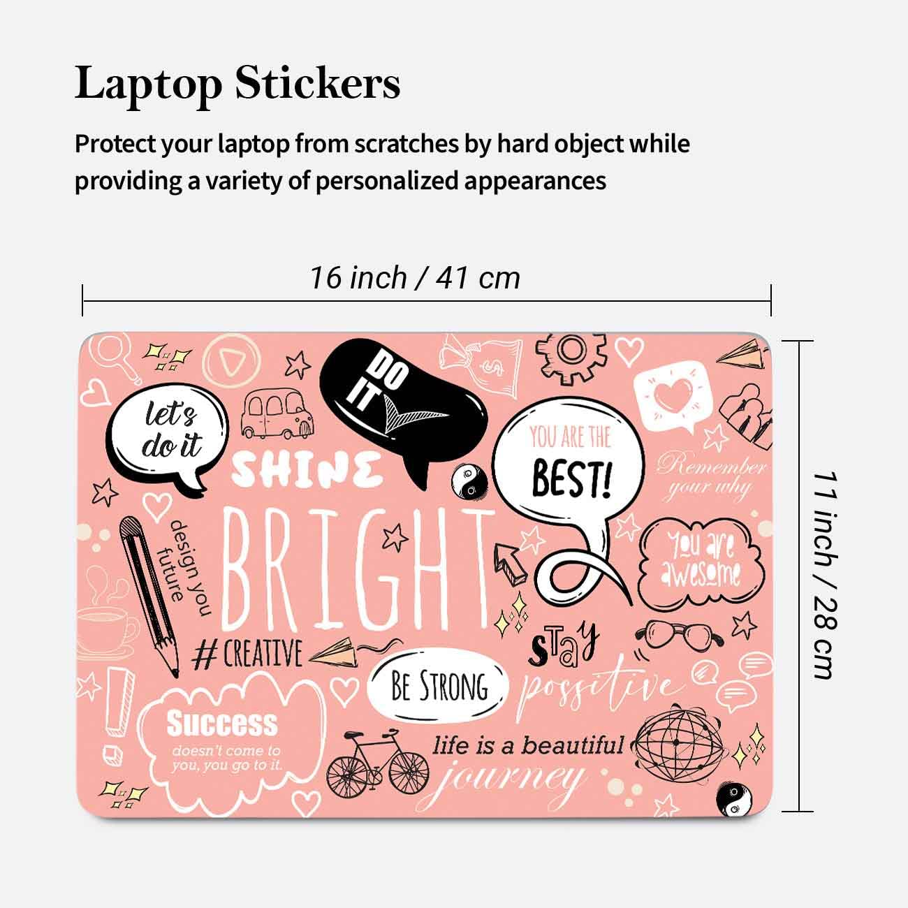 Kotart Graphic Printed Vinyl Laptop Skins for LG HP Acer Asus Dell Apple Laptop ( Upto 15.6 inch ) - Motivational Quote Doodle Art Printed Self Adhesive Laptop Decals for All Laptops-Kotart