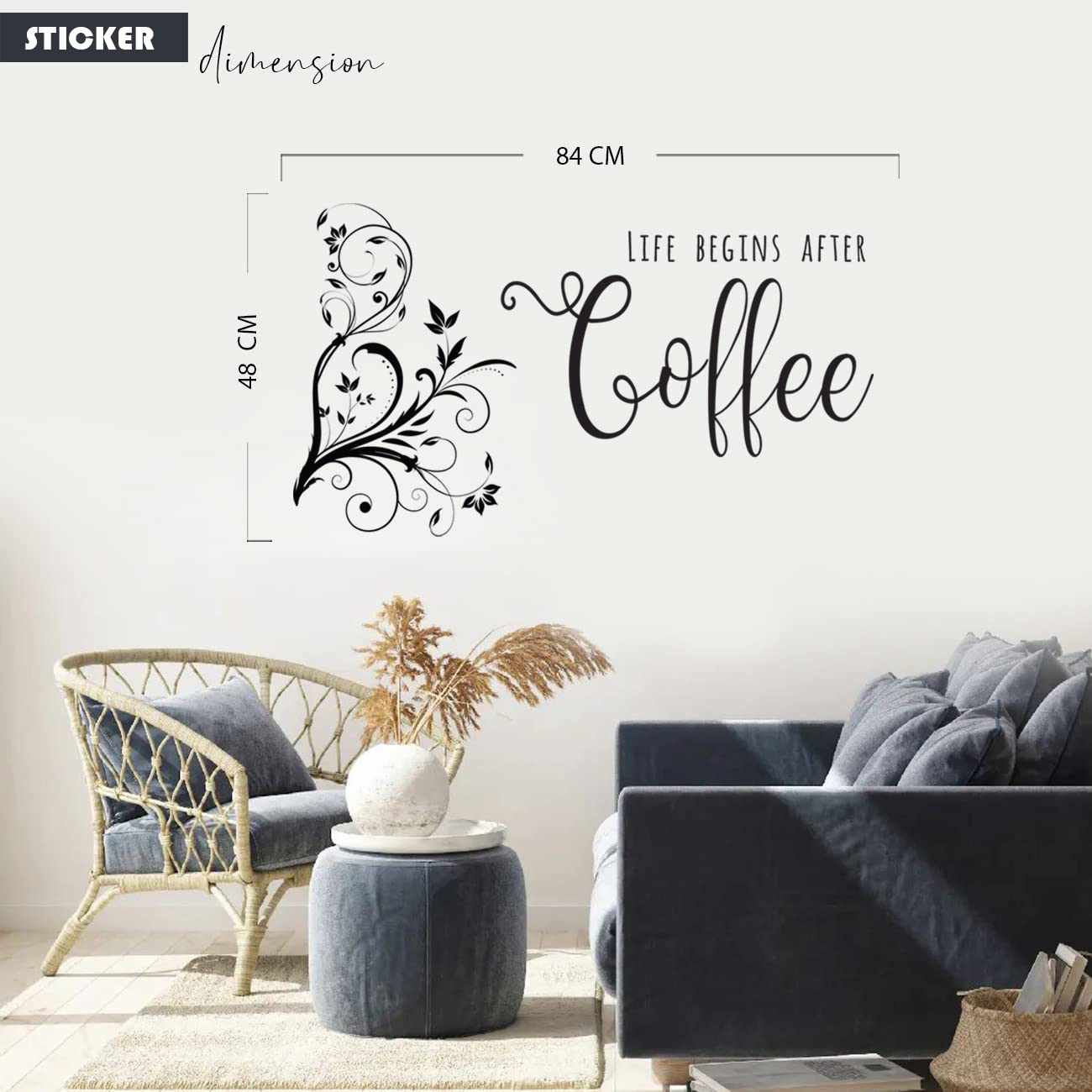 Kotart Kitchen Quotes Wall Stickers / Wall Decals - Wall Sticker for Kitchen - Coffee Quotes Sticker-Kotart