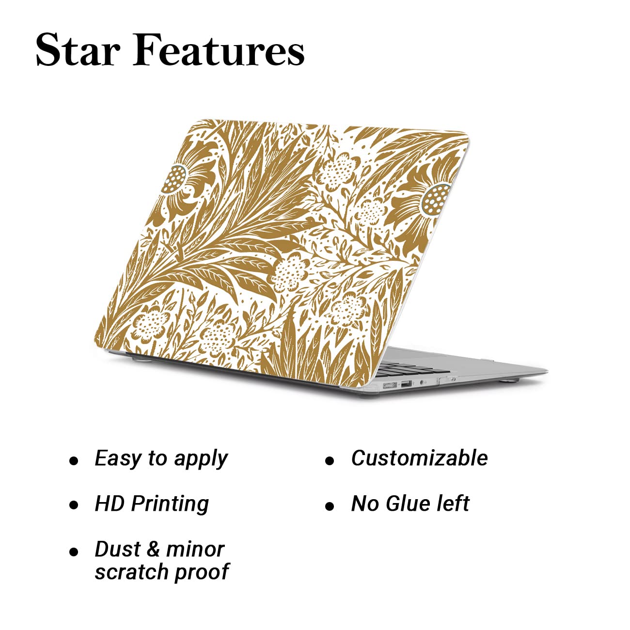 Kotart Laptop Decals for All Laptops Upto 15.6 inch - Self Adhesive Leaf Printed Vinyl Laptop Skins / Stickers for HP Apple Acer Asus Dell LG and All Laptops-Kotart
