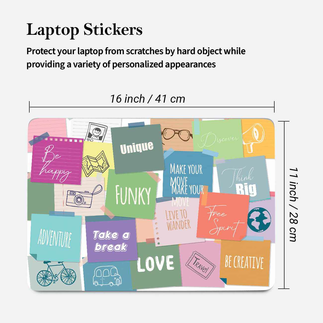 Kotart Motivational Doodle Design Laptop Skins for All Laptops Upto 15.6  inch - Doodle Style HD Vinyl Printed Laptop Stickers for Acer Lenovo Dell